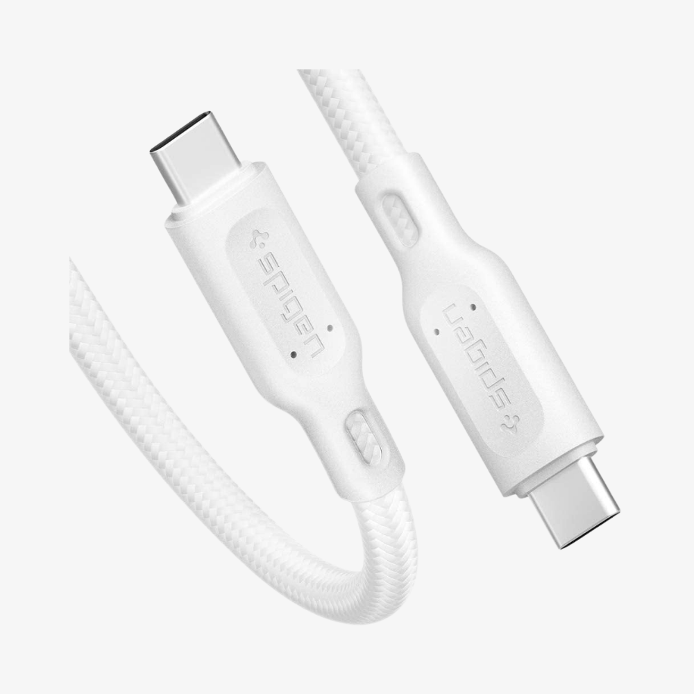 Spigen DuraSync Type-C to Type-C USB 3.2 100W Kevlar Hızlı Şarj ve 5Gbp/s Data Hızı Kablo (1 Metre) C10C3 White