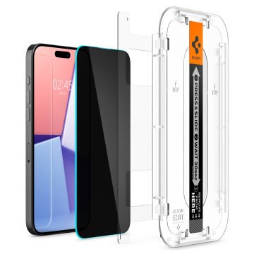 iPhone 15 Pro Hayalet Cam Ekran Koruyucu Kolay Kurulum, Spigen Glas.tR EZ Fit (2 Adet)