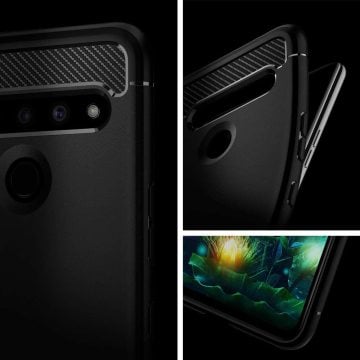 LG V50 ThinQ Kılıf, Spigen Rugged Armor Black