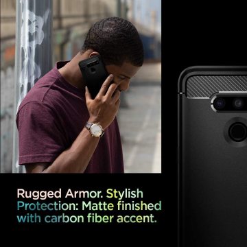 LG V50 ThinQ Kılıf, Spigen Rugged Armor Black