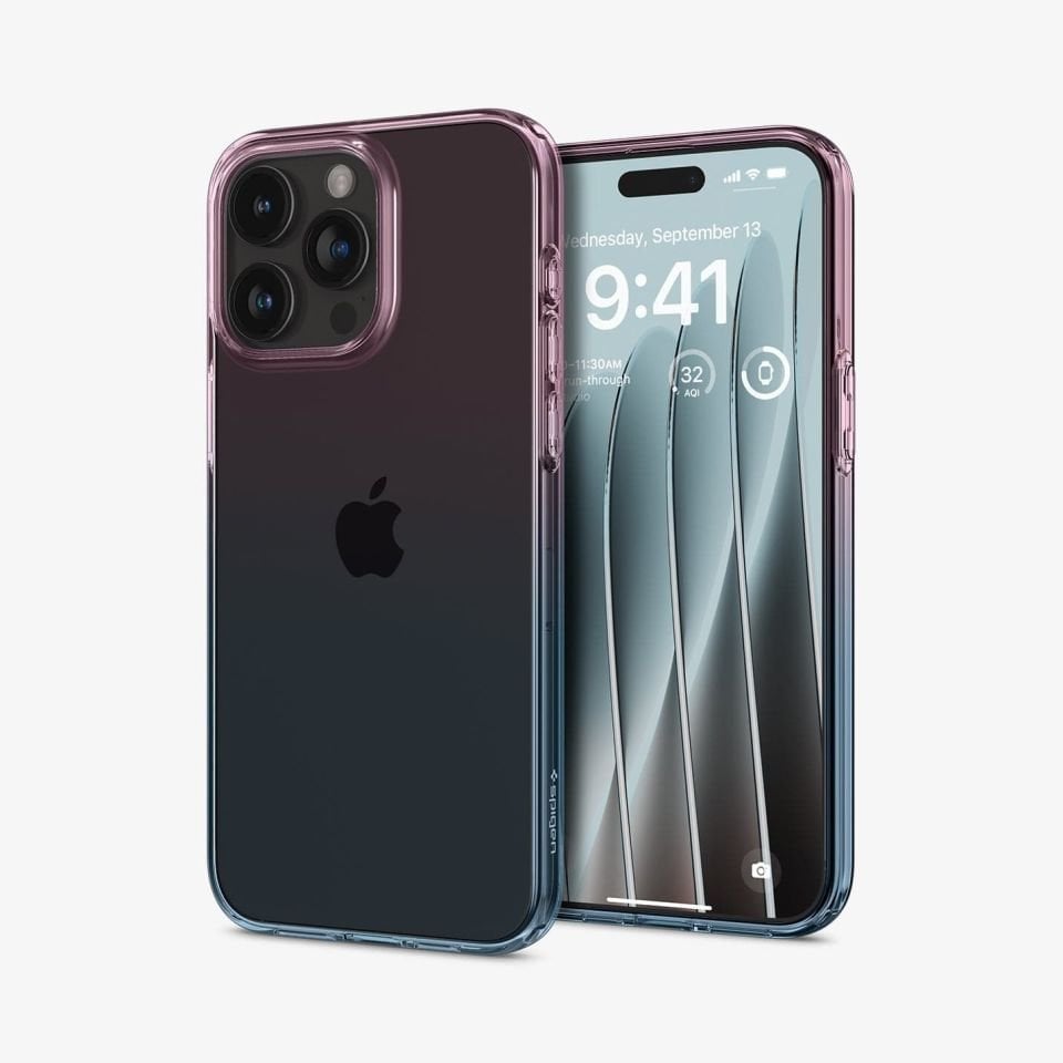 iPhone 15 Pro Kılıf, Spigen Liquid Crystal 4 Tarafı Tam Koruma Gradation Pink