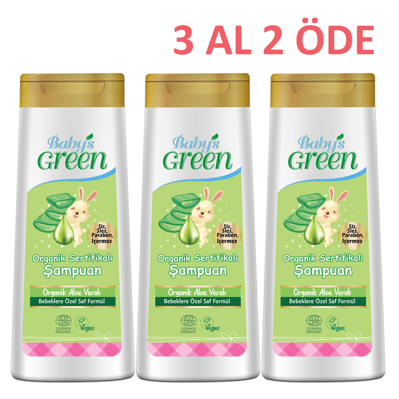 3'lü Set Organik BEBEK Şampuanı - 3 Al 2 Öde 400ml*3 EcoCosmos