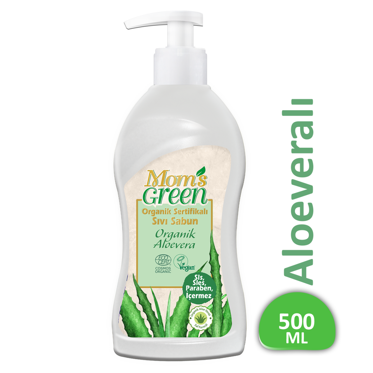 Mom's Green Organik Sertifikalı Sıvı Sabun - Organik Aloeveralı 500 ml EcoCosmos