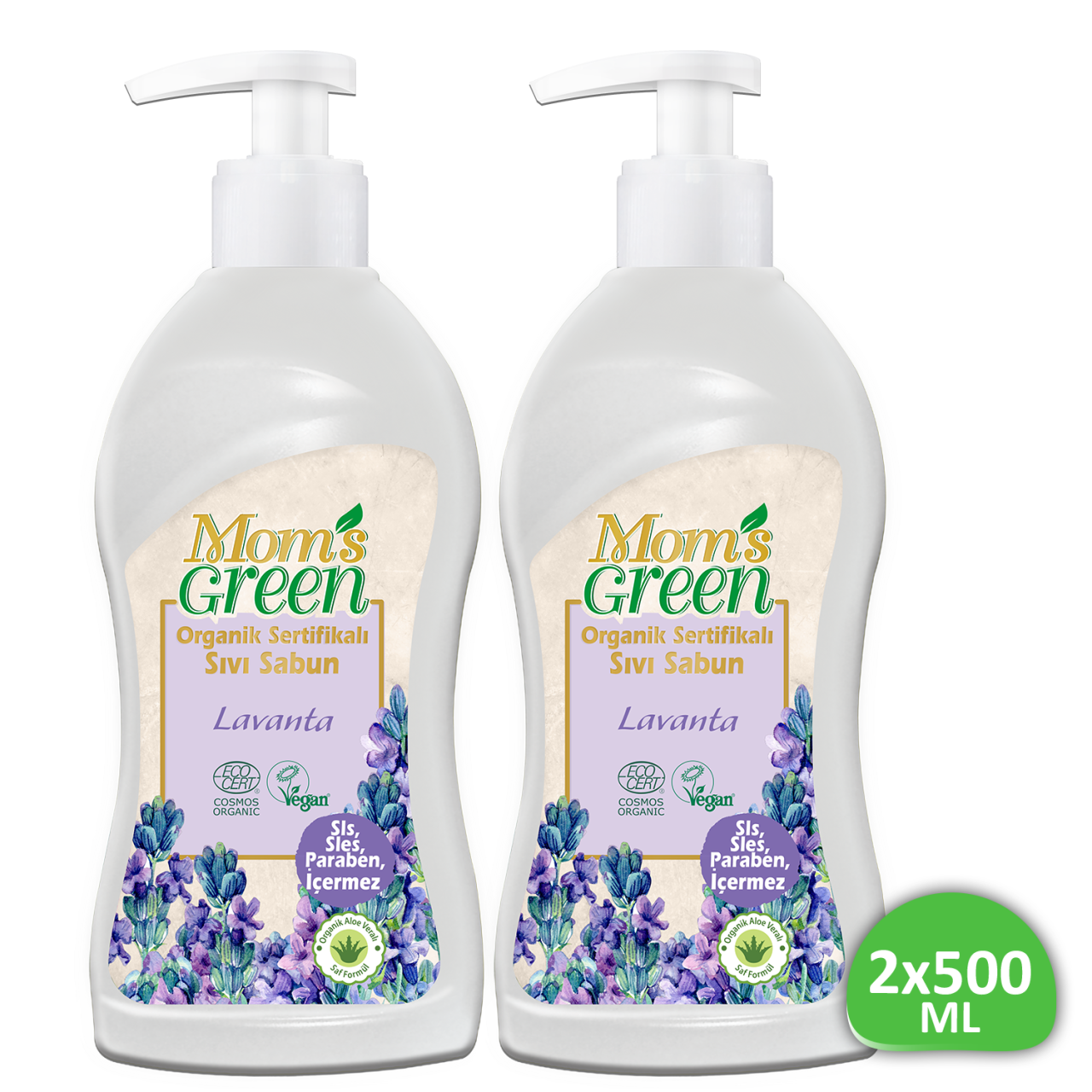 2'li Set Mom's Green Organik Sertifikalı Sıvı Sabun - Lavanta 500 ml + 500 ml EcoCosmos