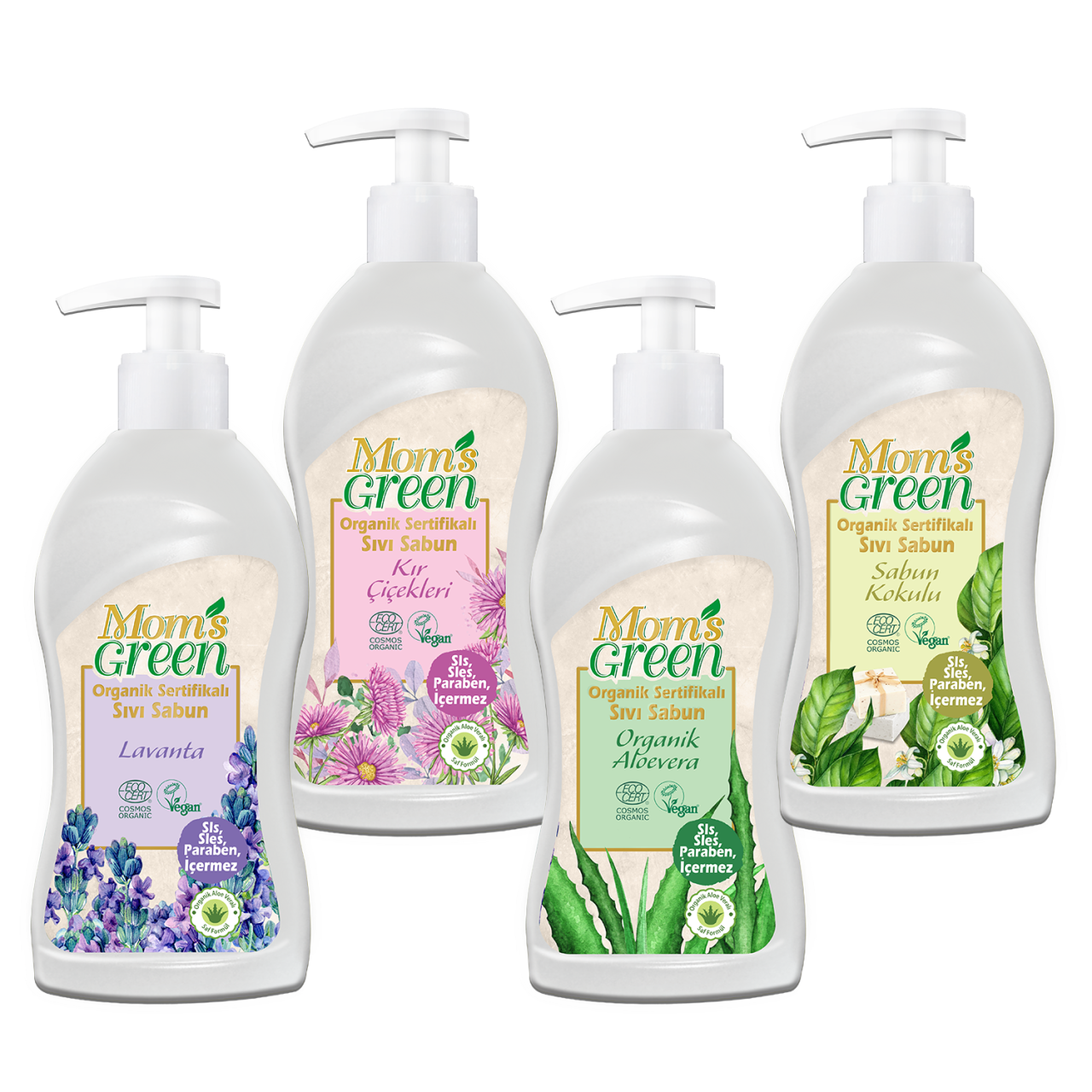 4'lü Set Mom's Green Organik Sertifikalı Sıvı Sabun -Tanışma Paketi 4*500 ml EcoCosmos