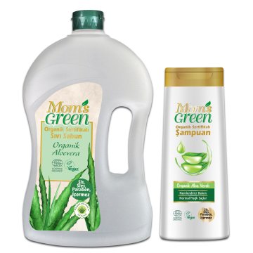 2'li Set Mom's Green Organik Sıvı Sabun  1.5 LT + Organik Sertifikalı Şampuan 400 ML Aloeveralı EcoCosmos