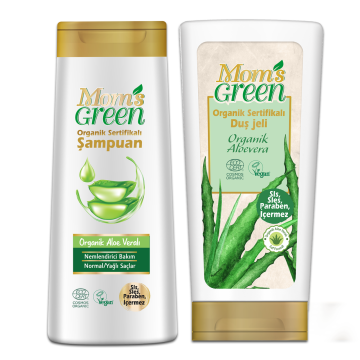2'li Set Mom's Green Organik Aloeveralı Şampuan + Aloeveralı Duş Jeli 400 ml EcoCosmos