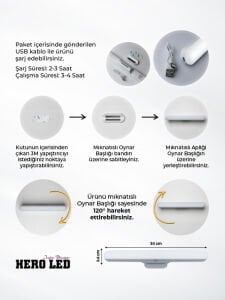 5W ŞARJLI MIKNATISLI DOKUNMATİK LED APLİK