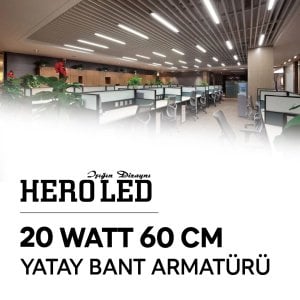 20 WATT 60 CM LEDLİ YATAY BANT ARMATÜRÜ - 2'Lİ PAKET