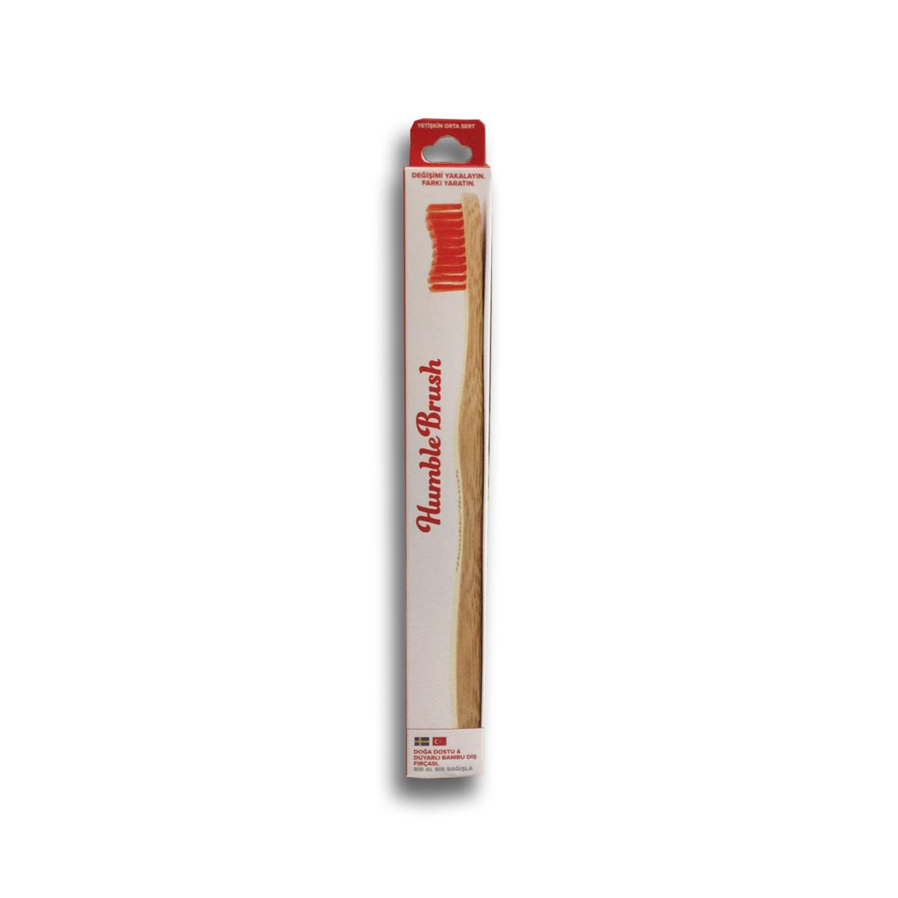 Humble Brush Yetişkin Bambu Diş Fırçası Orta Sert Kırmızı