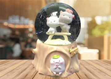 Işıklı Kar Püskürten Sevimli Kedicik Müzikli Cam Kar Küresi