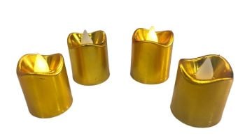 Dekoratif Mini Pilli Silindir Gold Mum (24 Adet)