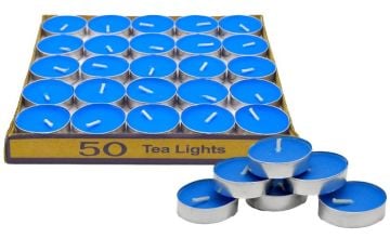 Mavi Yuvarlak Tealight Mum (50 Adet)