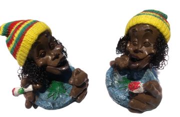 Sarı Çizgili Şapkalı Bob Marley Tasarımlı Polyester Küllük