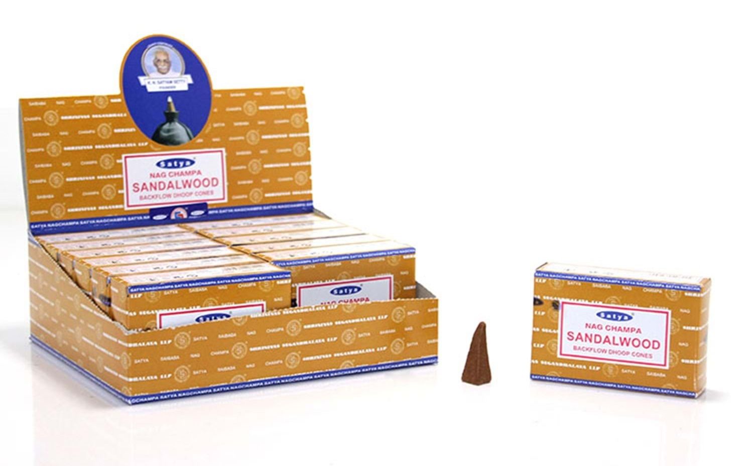 Satya Nag Champa Sandalwood Backflow Geri Akış Şelale Konik Tütsü (120 Adet)