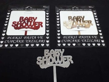Baby Shower Yazılı Pleksi Pasta ve Cupcake Yazıları