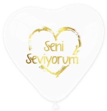 Seni Seviyorum Kalp Sarı Şeffaf Balon (100 Adet)