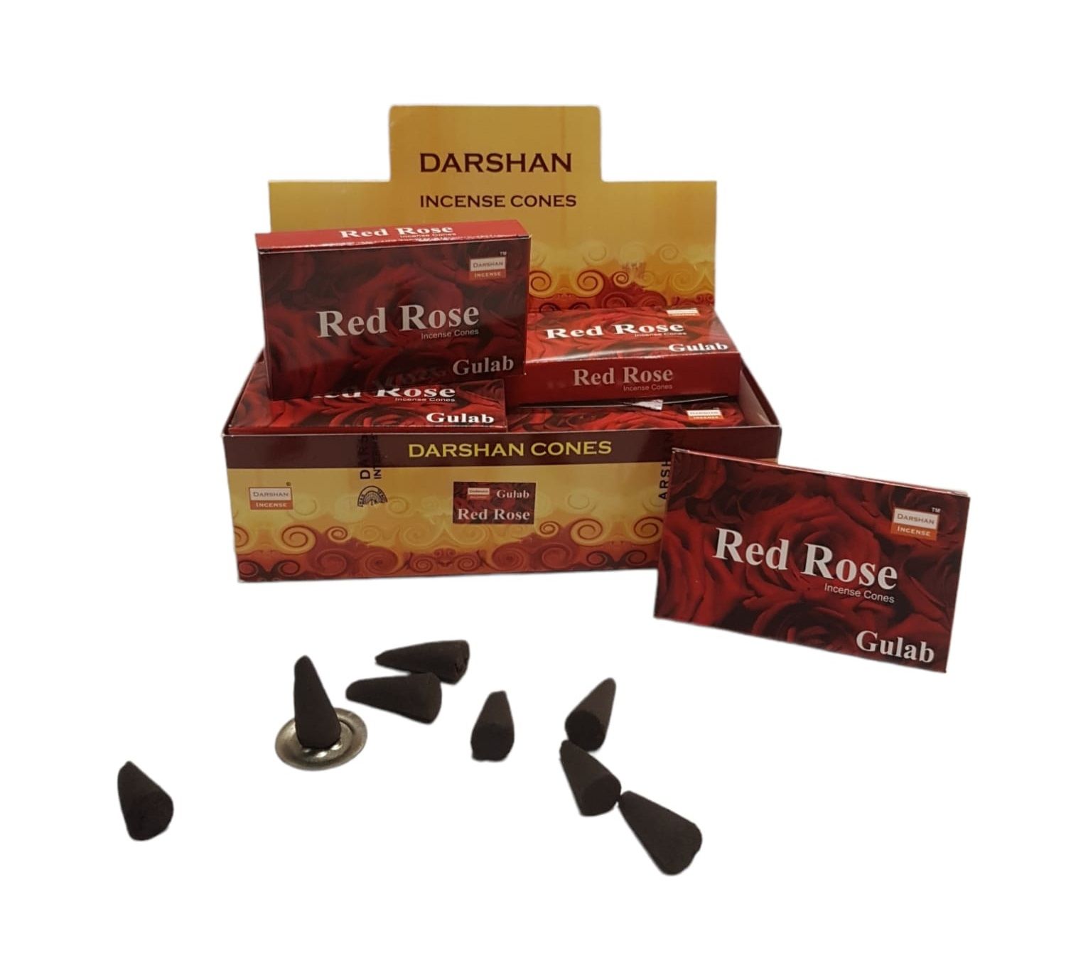 Darshan Red Rose Kırmızı Gül Kokulu Konik Tütsü (120 Adet)