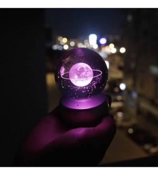 Kristal Cam Küre Renk Değiştiren Gezegen Led Işıklı Lamba