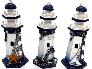 Dekoratif Işıklı Ahşap Marine Deniz Feneri