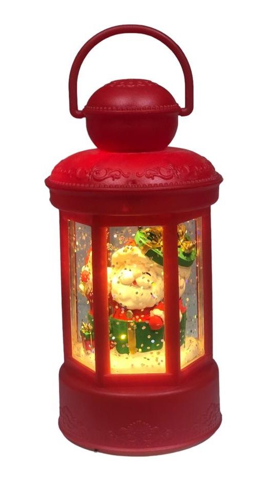 Dekoratif Asılabilir Işıklı Simli Sulu Yılbaşı Noel Baba Fener Lamba