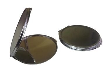 Gümüş  Baskı Yapılabilir Metal Makyaj Aynası (7 cm)