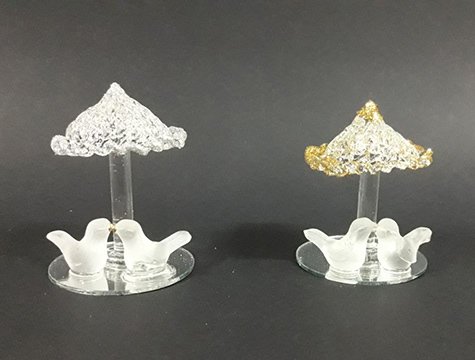 Kristal Şemsiye Altında Kuş Biblo Nikah Şekeri Malzemeleri