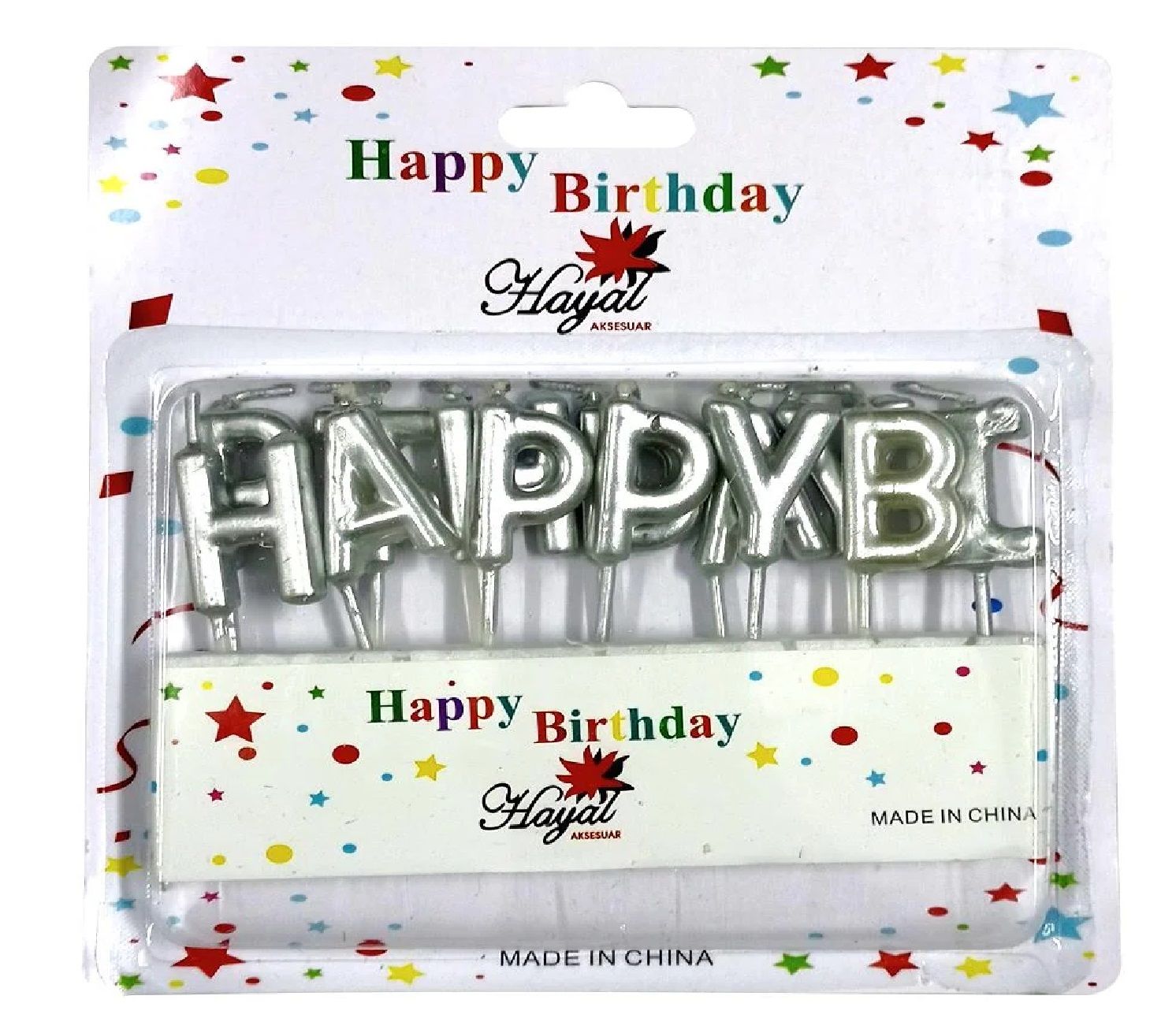Gümüş Happy Birthday Doğum Günü Pasta Mumu