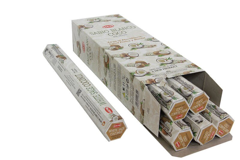 Hem White Sage Coconut Hexa Çubuk Tütsü İncense Sticks (120 Adet)
