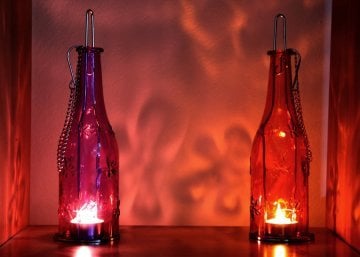 Dekoratif Cam Şişe Mumluk Bottle Candle