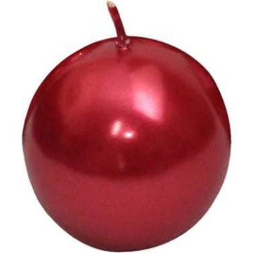 Dekoratif Kırmızı Varaklı Top Mum 7 cm