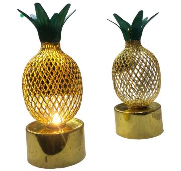 Dekoratif Gold Ananas Tasarımlı Led Pilli Lamba (12 Adet)