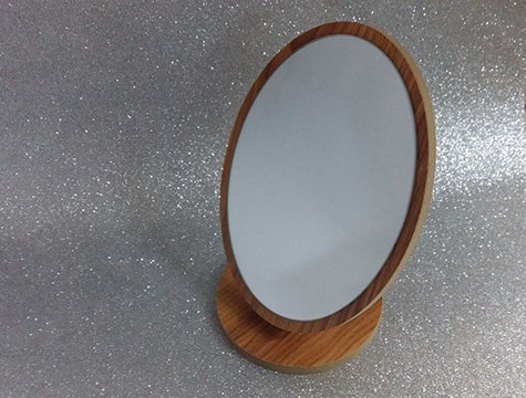 Dekoratif Ahşap Masaüstü Oval Makyaj Aynası
