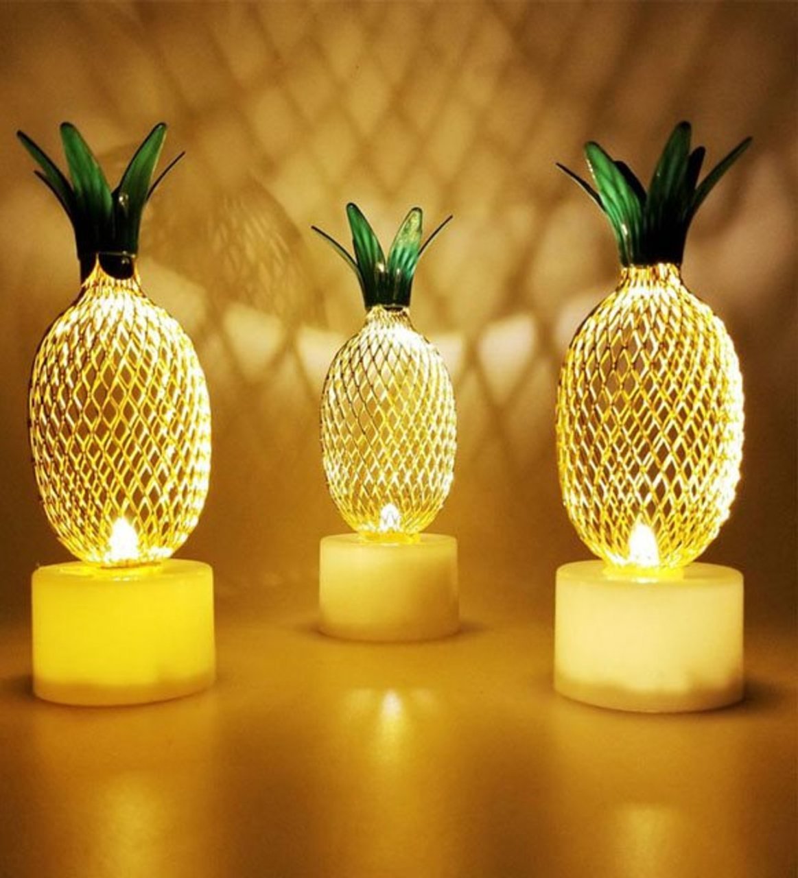 Dekoratif Ananas Tasarımlı Led Pilli Lamba (12 Adet)