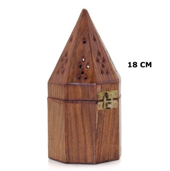 Ahşap Piramit Konik Tütsü Yakma Kutusu (18 cm)