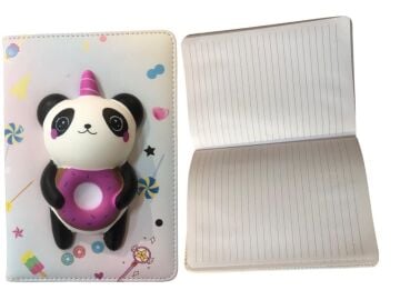 Sevimli Panda Tasarımlı Çizgili Defter