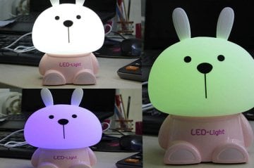 Sevimli Tavşan Tasarım Renk Değiştiren Polyester Masa lambası