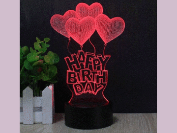 3D Happy Birthday Dekoratif Gece Lambası