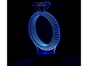 3D Tek Taş Yüzük Şeklinde Dekoratif Gece Lambası