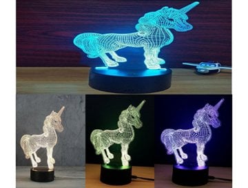 3D Boynuzlu At Tasarımlı Dekoratif Gece Lambası