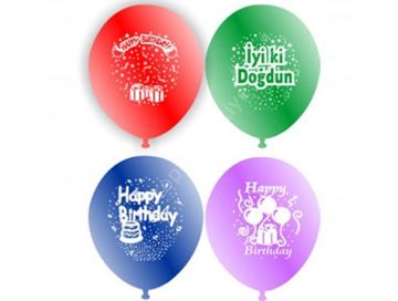 Doğum Günü Hapyy Birthday Baskılı Balon (100 Adet)