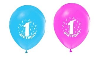 12 İnç Happy Birthday 1 Yaş Baskılı Balonlar (100 Adet)