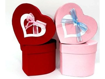 4'lü Sevgiliye Özel Kalp Tasarım Kırmızı Pembe Hediye Kutusu