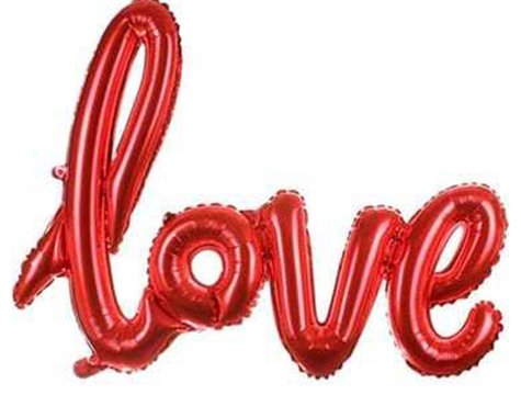 Love Bitişik Yazılı Folyo Balon (Altın & Kırmızı)