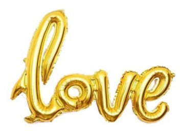 Love Bitişik Yazılı Folyo Balon (Altın & Kırmızı)