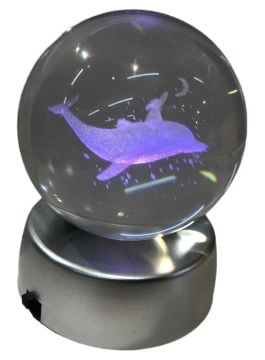 Kristal Cam Küre Renk Değiştiren Led Işıklı Yunus Balığı