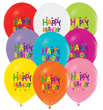 12 İnç Happy Birthday Baskılı Balonlar (100 Adet)