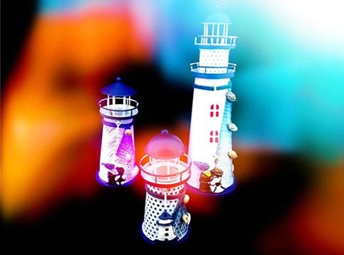 Renk Değiştiren Işıklı Marin Deniz Feneri Mumluk