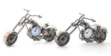 Nostaljik Metal Motorsiklet Tasarımlı Masa Saati Biblo (20 cm)