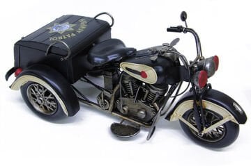 Dekoratif Eskitme Siyah Metal Motorsiklet